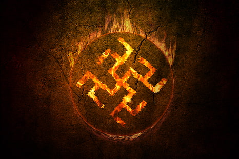 Logotipo de la llama de la esvástica, símbolo, Rusia, Semántica, La flor del helecho / Superar-hierba, Fondo de pantalla HD HD wallpaper
