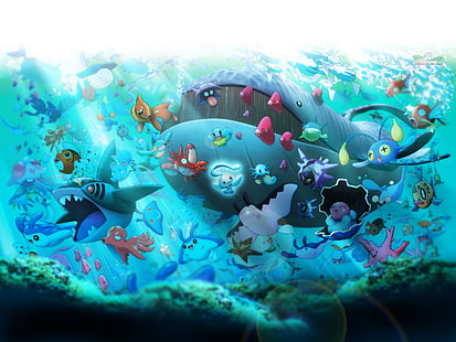 Покемон подводный подводный аниме покемон HD Art, вода, покемон, подводный, HD обои HD wallpaper