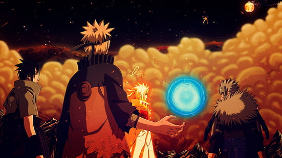 Anime, Naruto, Madara Uchiha, Minato Namikaze, Naruto Uzumaki, Rasengan (Naruto), Sasuke Uchiha, Tobirama Senju, HD-Hintergrundbild HD wallpaper