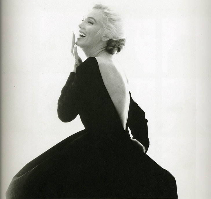 Marilyn Monroe, actress, laughing, women, monochrome, HD wallpaper
