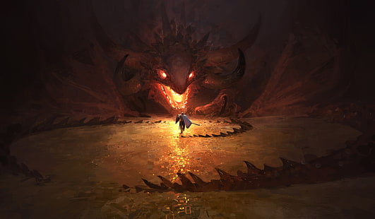illustrazione del drago, fantasy art, drago, Sfondo HD HD wallpaper