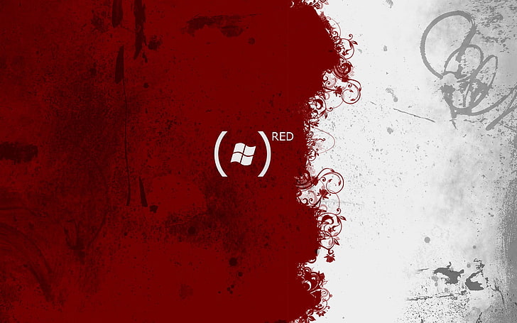Microsoft Windows логотип, красный, белый, Microsoft Windows, брызги краски, HD обои