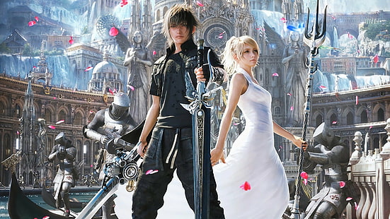 Final Fantasy XV, Luna (Final Fantasy XV), Noctis, Upscaled, jeux vidéo, Fond d'écran HD HD wallpaper