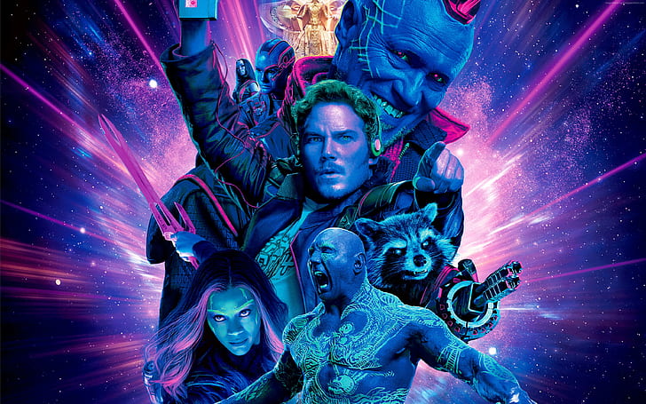 Yondu Udonta, Drax, Gamora, best movies, Guardians of the Galaxy Vol. 2, Rocket, Star-Lord, HD wallpaper