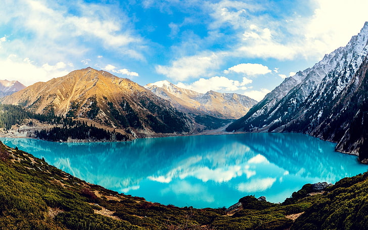 Danau, Danau, Almaty, Kazakhstan, Gunung, Wallpaper HD