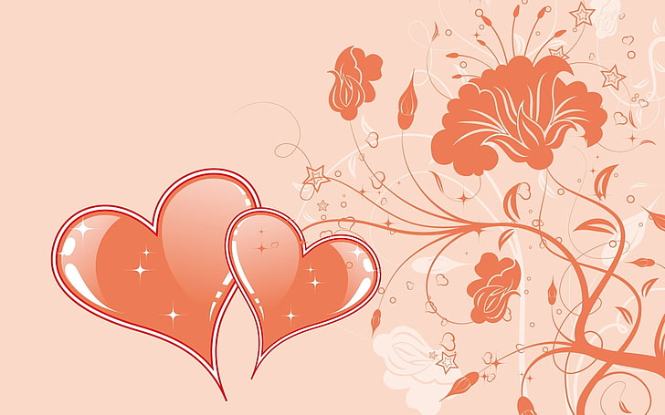red hearts illustration, heart, love, pattern, light, HD wallpaper