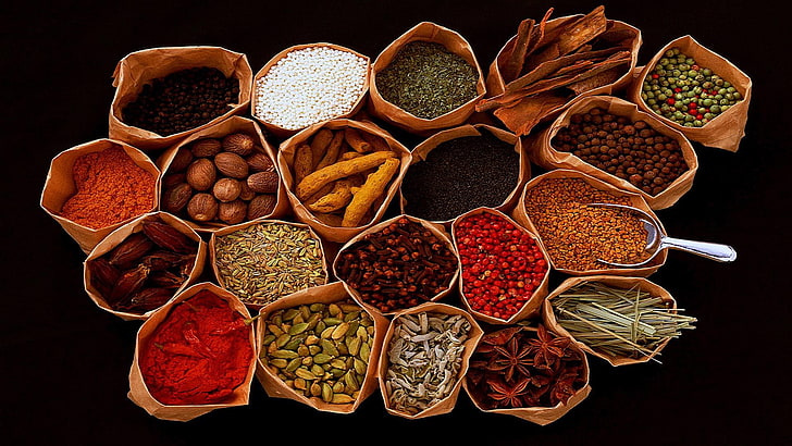 spice, baharat, natural foods, superfood, garam masala, mixed spice, spice mix, ingredient, food, paper bag, HD wallpaper