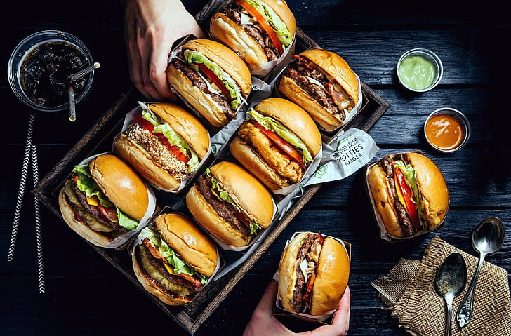 fast food, burgers, HD wallpaper
