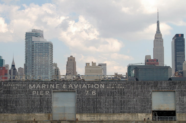 Marine & Aviation Pier 76, Нью-Йорк, США, Нью-Йорк, Манхэттен, мегаполис, гавань, HD обои