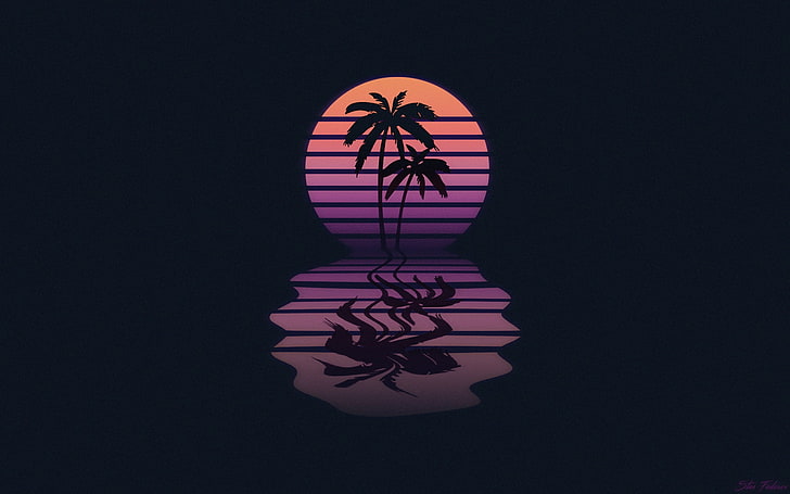 Music, Neon, Palm trees, Mesh, Background, Synthpop, Darkwave, Synth, Retrowave, Synthwave, Synth pop, Stas Fedorov, New Retro Wave, Ox, HD wallpaper