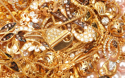 다이아몬드, 금, 보석, 보석류, HD 배경 화면 HD wallpaper