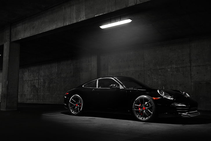 черные автомобили, Porsche 911 Carrera S, автомобиль, автомобиль, Porsche, HD обои