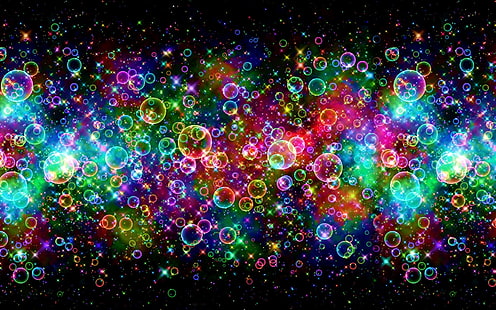 разноцветные абстрактные иллюстрации, пузыри, разноцветные, яркие, HD обои HD wallpaper