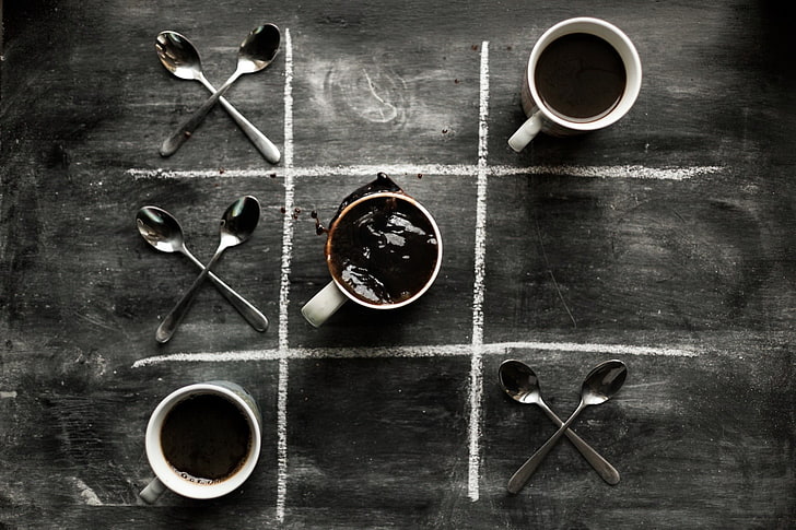 alat logam hitam dan abu-abu, cangkir, kopi, sendok, Wallpaper HD