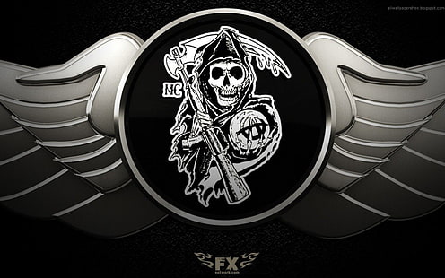 Logotipo do Grim Reaper, Programa de TV, Sons Of Anarchy, HD papel de parede HD wallpaper