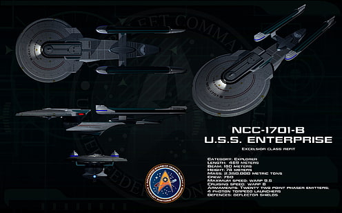NCC-1701-B U.S.S. Enterprises illustration, Star Trek, USS Enterprise (spaceship), HD wallpaper HD wallpaper