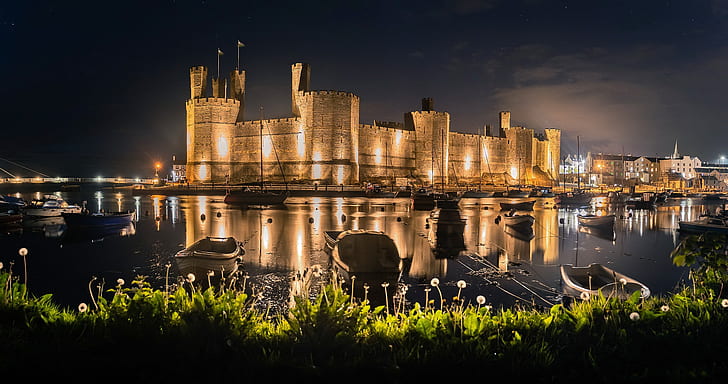 Wales, United Kingdom, Caernarfon, Dandelion Castle, HD wallpaper