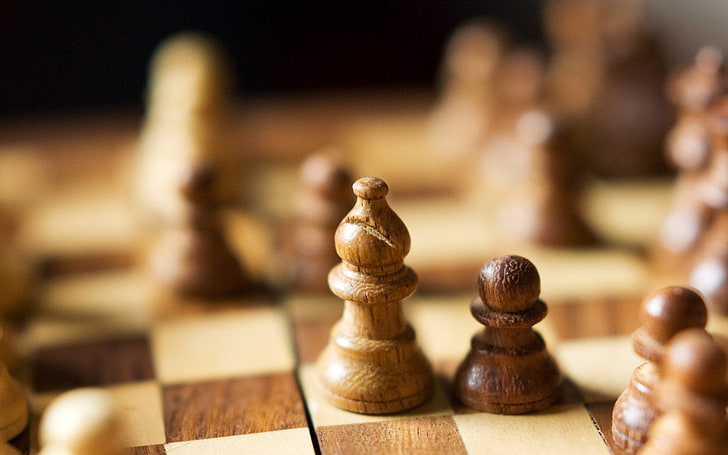 pawn and bishop chess pieces selective focus photography, Game, Chess, HD wallpaper