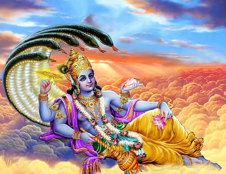 Vishnu Narayana, Lord Shiva illustration, God, Lord Vishnu, lord, vishnu, HD wallpaper