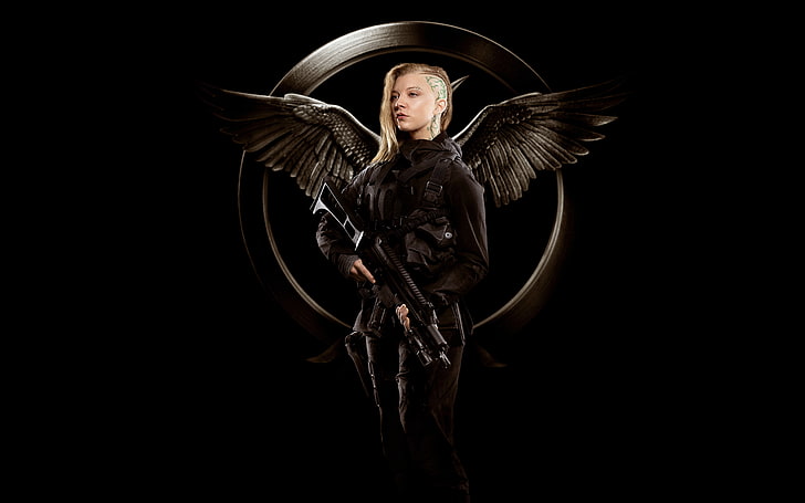donna che indossa il costume nero angelo illustrazione, Natalie Dormer, Hunger Games, Sfondo HD