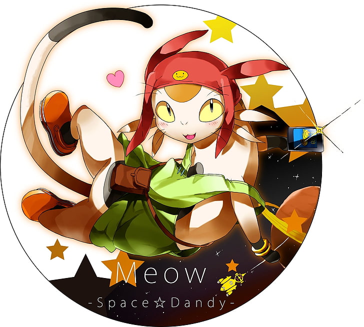 رسم توضيحي لـ Space Dandy Meow ، Space Dandy ، Meow (Space Dandy) ، عمل فني ، Dandy (Space Dandy) ، Adélie (Space Dandy)، خلفية HD