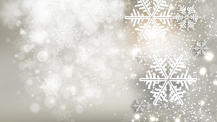ilustração de flocos de neve branca, inverno, flocos de neve, natal, velas, ano novo, HD papel de parede