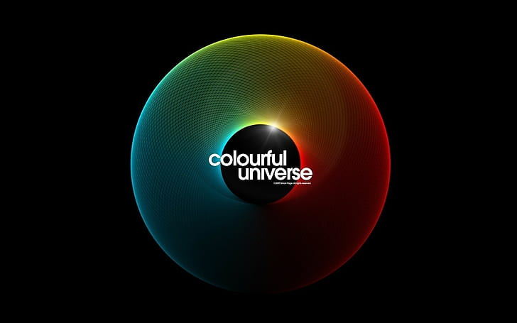 Simon C.Page, spectre, roue chromatique, sphère, fond noir, art numérique coloré, Fond d'écran HD