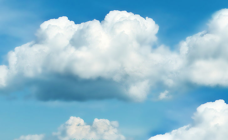 Fluffy White Clouds, weiße Wolken, Natur, Sonne und Himmel, blauer Himmel, HD-Hintergrundbild