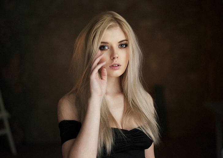 women, Selena Werner, Maxim Maximov, bare shoulders, portrait, blonde, HD wallpaper