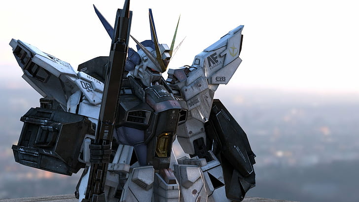 Gundam, mech, anime, robot, mobil kostym, konstverk, digital konst, HD tapet