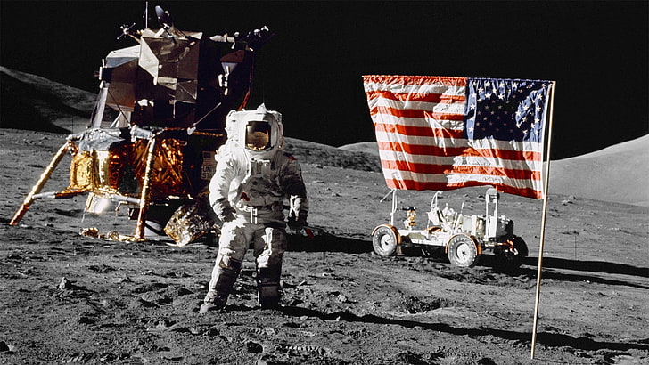 Bulan, luar angkasa, astronot, Apollo, Wallpaper HD