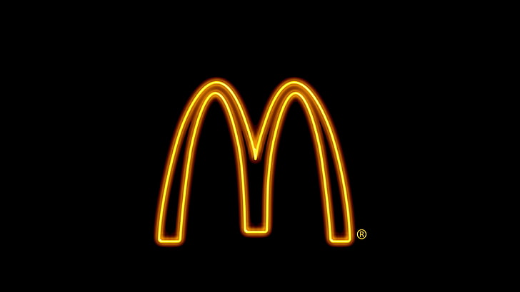 Макдональдс логотип, фастфуд, вывеска, неон, простой фон, макдональдс, логотип, HD обои