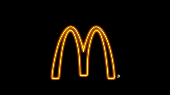 マクドナルドのロゴ、ファーストフード、サイン、ネオン、シンプルな背景、マクドナルドのロゴ、 HDデスクトップの壁紙 HD wallpaper