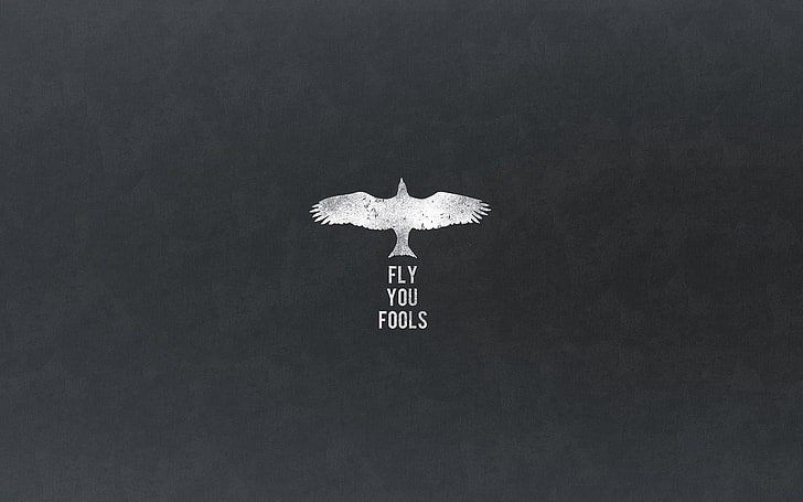 Teks Fly You Fools, kutipan, The Lord of the Rings, Gandalf, minimalis, Wallpaper HD