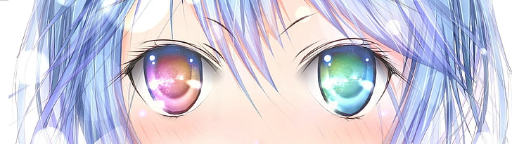 personaggio dei cartoni animati femminile anime blu, eterocromia, occhi rossi, occhi blu, anime, Denpa Onna To Seishun Otoko, Touwa Erio, anime girls, Sfondo HD