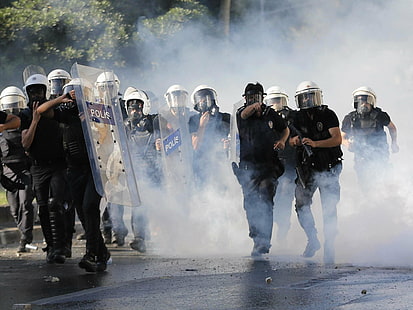 anarquía, máscara, policía, protesta, humo, Fondo de pantalla HD HD wallpaper