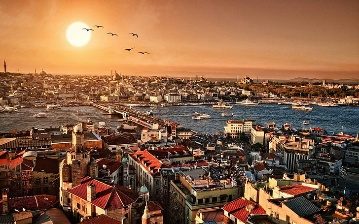 Istanbul, Turki, lanskap kota, kota, Bosphorus, Wallpaper HD