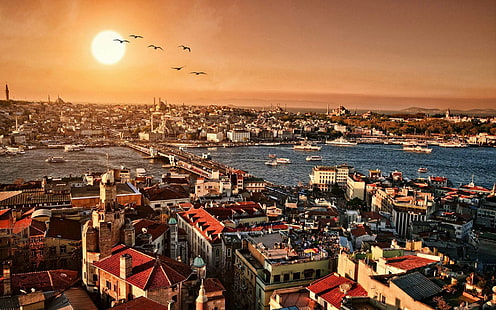 Estambul, Turquía, paisaje urbano, ciudad, Bósforo, Fondo de pantalla HD HD wallpaper