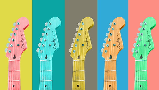 Musik, Künstlerisch, Bunt, Farben, Fender, Gitarre, HD-Hintergrundbild HD wallpaper