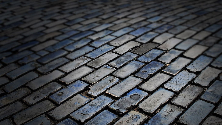 trottoir de brique en béton gris, rue, trottoirs, texture, Fond d'écran HD