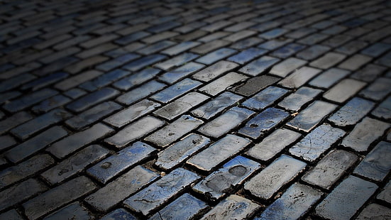 trottoir de brique en béton gris, rue, trottoirs, texture, Fond d'écran HD HD wallpaper