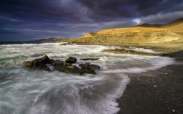 해변 바위 돌 HD, 자연, 해변, 바위, 돌, HD 배경 화면