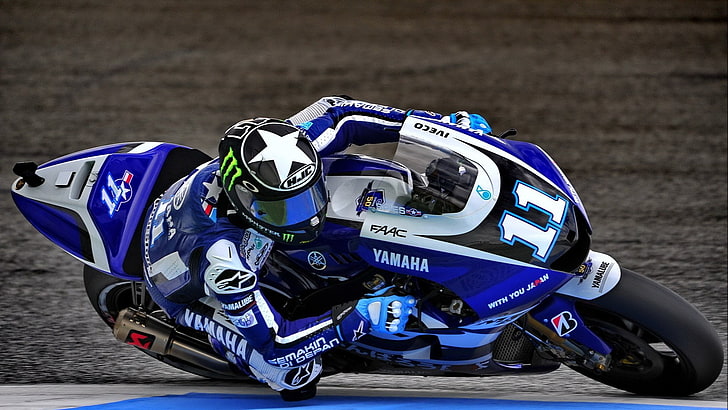 синий спортивный мотоцикл, Спорт, MotoGP, HD обои