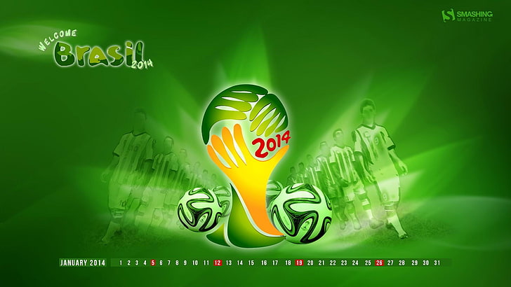 Welcome to Brasil Fifa WC 2014-January 2014 calend.., 2014 Brasil World Cup digital wallpaper, HD wallpaper