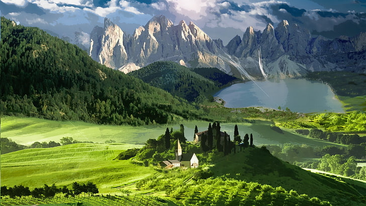 grünes Feld, Landschaft, HD-Hintergrundbild