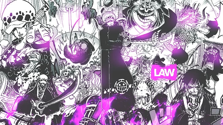Collage, manga, Trafalgar Law, One Piece, HD wallpaper | Wallpaperbetter
