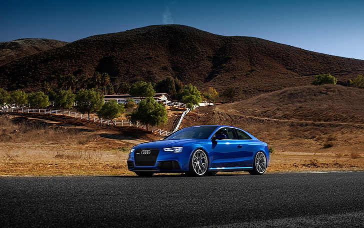 Audi coupé blu, audi, rs5, blu, vista laterale, Sfondo HD