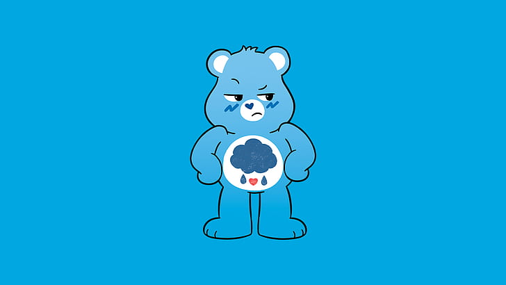 beruang peduli, minimalis, kartun, beruang pemarah, Wallpaper HD