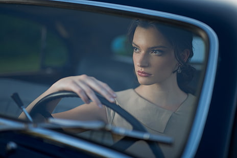 Kyle Cong, kierownica, kobiety, model, 500px, kobiety z samochodami, Tapety HD HD wallpaper