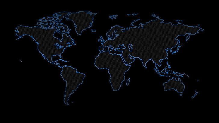 fondo simple, fondo negro, minimalismo, arte digital, mapa, mapa mundial, continentes, rayas, Fondo de pantalla HD
